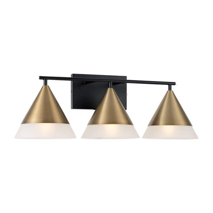 Avant Three Light Vanity in Aged Brass and Black