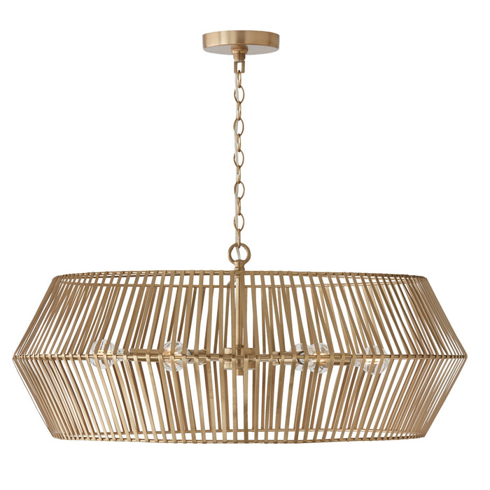 Kaiya Six Light Chandelier in Matte Brass