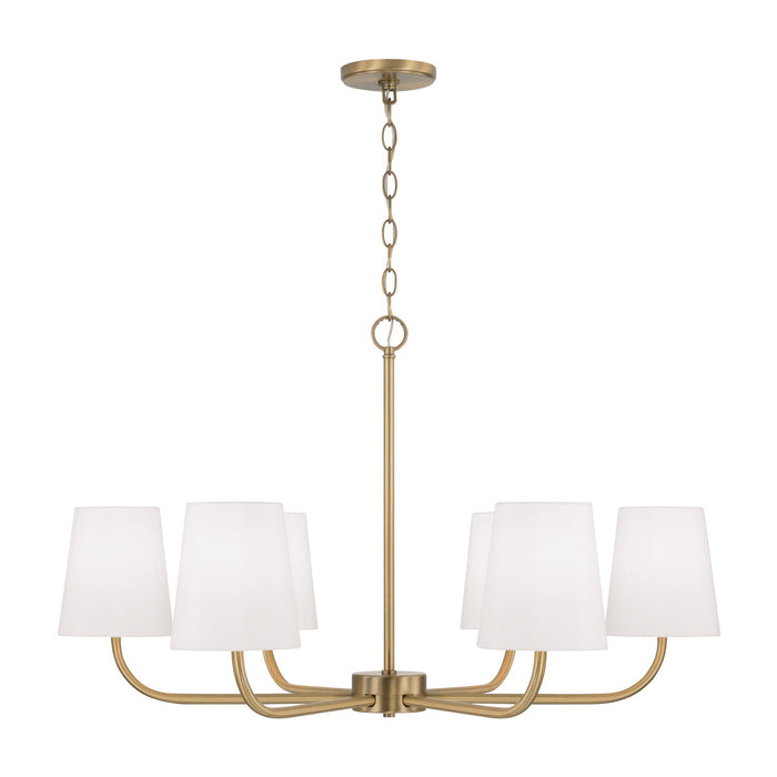 Brody Six Light Chandelier in Aged Brass