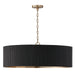 Donovan Four Light Chandelier in Black Stain and Matte Brass