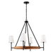 Jonah Four Light Chandelier in Light Wood and Matte Black