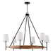 Jonah Six Light Chandelier in Light Wood and Matte Black