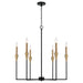 Avant Six Light Chandelier in Aged Brass and Black