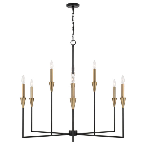 Avant Nine Light Chandelier in Aged Brass and Black