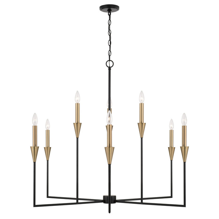 Avant Nine Light Chandelier in Aged Brass and Black