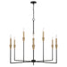 Avant Nine Light Chandelier in Aged Brass and Black