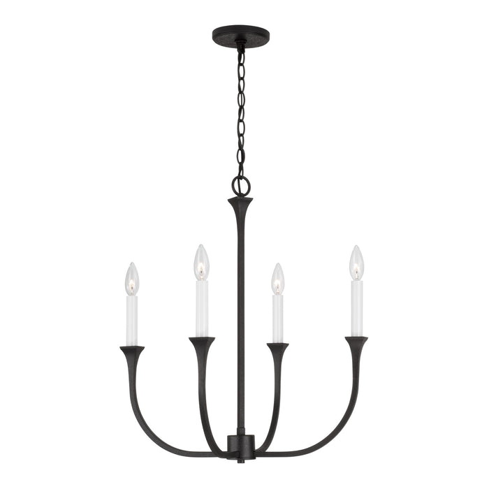 Decklan Four Light Chandelier in Black Iron