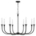 Decklan Eight Light Chandelier in Black Iron