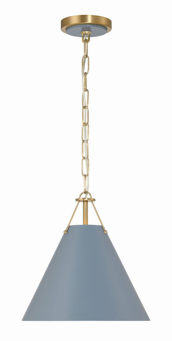 Xavier 1-Light Mini Pendant in Vibrant Gold & Blue by Crystorama - MPN XAV-B8301-VG-BL