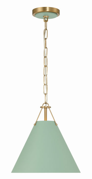 Xavier 1-Light Mini Pendant in Vibrant Gold & Green by Crystorama - MPN XAV-B8301-VG-GR