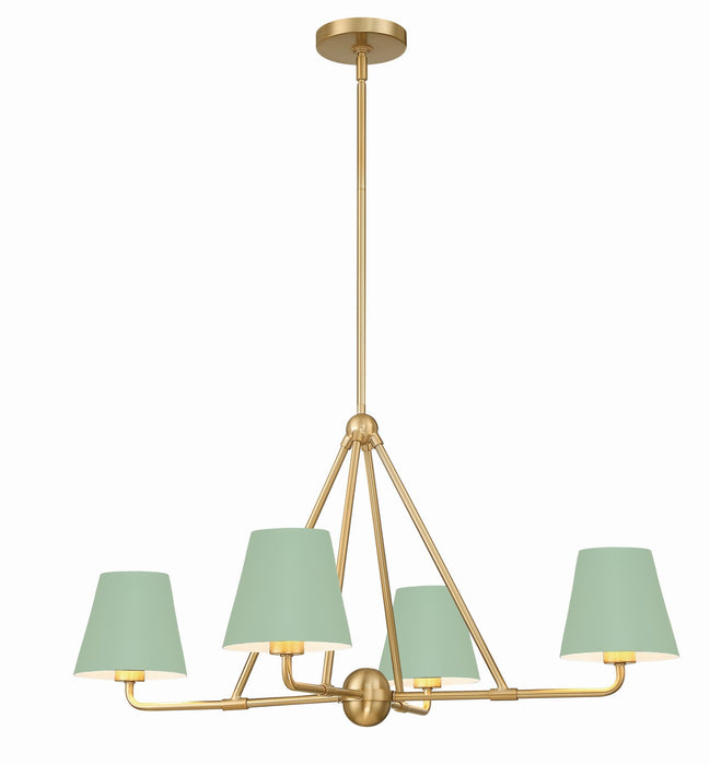 Xavier 4-Light Chandelier in Vibrant Gold & Green by Crystorama - MPN XAV-B9304-VG-GR