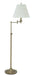 Club Adjustable Antique Brass Floor Lamp with Off-White Linen Softback Shade