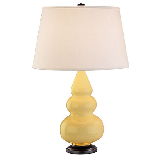 Robert Abbey (267X) Small Triple Gourd Accent Lamp with Pearl Dupioni Fabric Shade