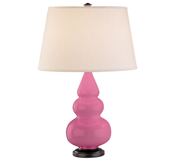 Robert Abbey (268X) Small Triple Gourd Accent Lamp with Pearl Dupioni Fabric Shade