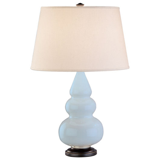 Robert Abbey (271X) Small Triple Gourd Accent Lamp with Pearl Dupioni Fabric Shade