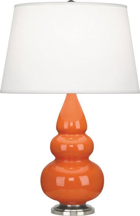 Robert Abbey (282X) Small Triple Gourd Accent Lamp with Pearl Dupioni Fabric Shade