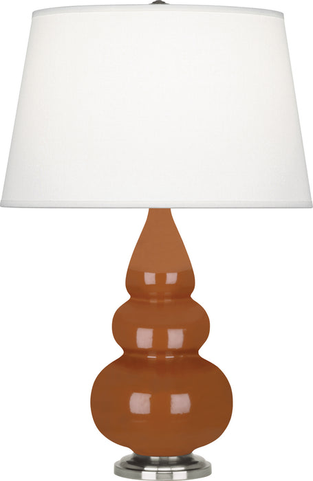 Robert Abbey (295X) Small Triple Gourd Accent Lamp with Pearl Dupioni Fabric Shade