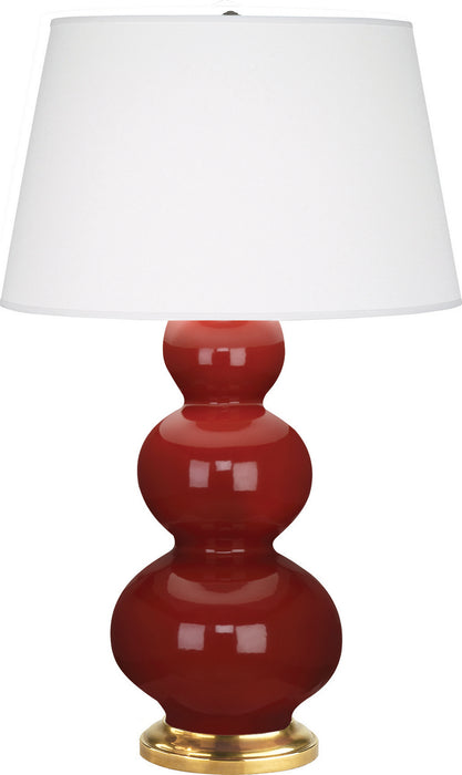 Robert Abbey (315X) Triple Gourd Table Lamp with Pearl Dupioni Fabric Shade