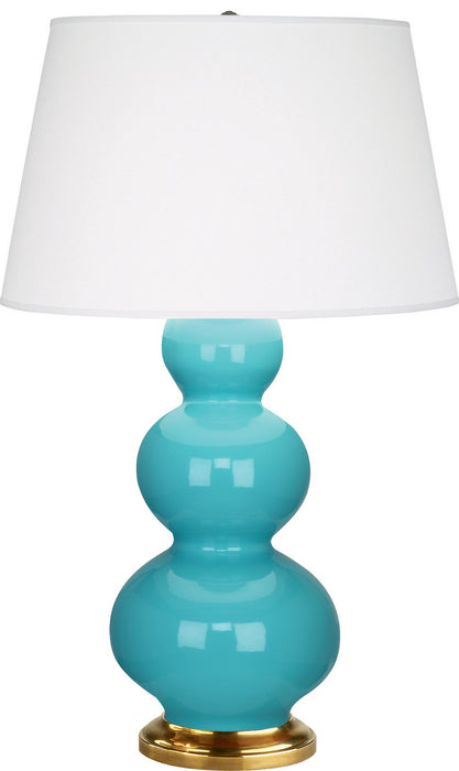 Robert Abbey (322X) Triple Gourd Table Lamp with Pearl Dupioni Fabric Shade