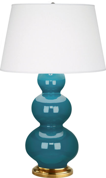 Robert Abbey (323X) Triple Gourd Table Lamp with Pearl Dupioni Fabric Shade