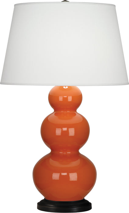 Robert Abbey (332X) Triple Gourd Table Lamp with Pearl Dupioni Fabric Shade