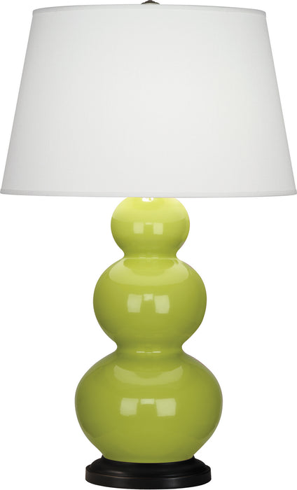 Robert Abbey (333X) Triple Gourd Table Lamp with Pearl Dupioni Fabric Shade