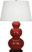 Robert Abbey (335X) Triple Gourd Table Lamp with Pearl Dupioni Fabric Shade