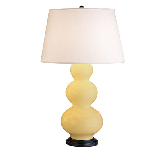 Robert Abbey (337X) Triple Gourd Table Lamp with Pearl Dupioni Fabric Shade