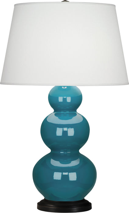 Robert Abbey (343X) Triple Gourd Table Lamp with Pearl Dupioni Fabric Shade