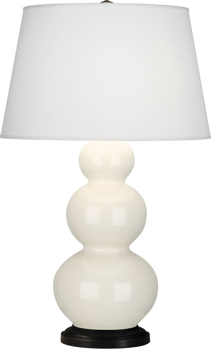 Robert Abbey (344X) Triple Gourd Table Lamp with Pearl Dupioni Fabric Shade