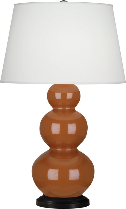 Robert Abbey (345X) Triple Gourd Table Lamp with Pearl Dupioni Fabric Shade