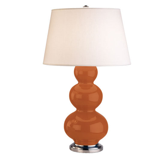 Robert Abbey (352X) Triple Gourd Table Lamp with Pearl Dupioni Fabric Shade