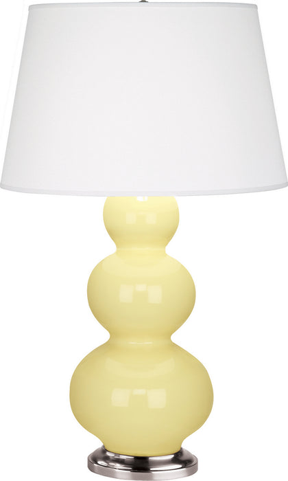 Robert Abbey (357X) Triple Gourd Table Lamp with Pearl Dupioni Fabric Shade