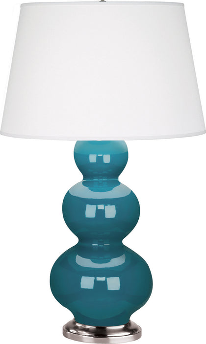 Robert Abbey (363X) Triple Gourd Table Lamp with Pearl Dupioni Fabric Shade