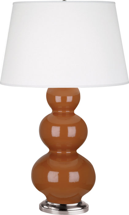 Robert Abbey (365X) Triple Gourd Table Lamp with Pearl Dupioni Fabric Shade