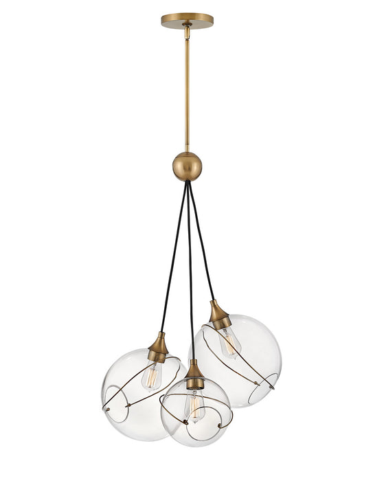 Skye Three Light Pendant in Heritage Brass