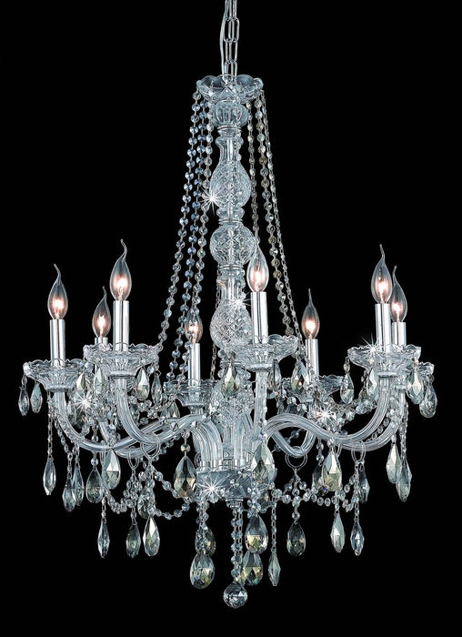 Verona 8-Light Chandelier in Chrome with Golden Teak (Smoky) Royal Cut Crystal