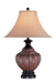 Domenica Table Lamp in Walnut Finish with Beige Bell Fabric Shade, Type A 150W