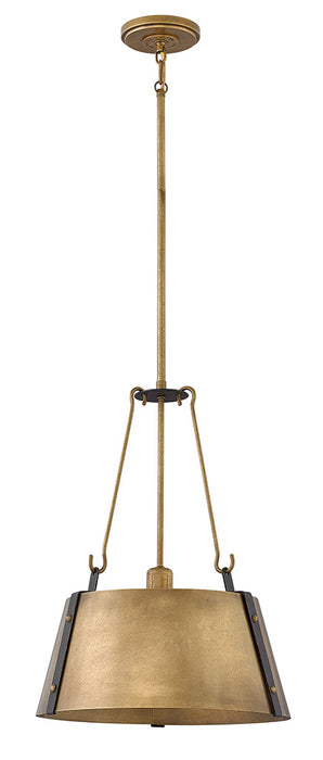 Cartwright Medium Drum Pendant in Rustic Brass