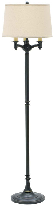 Lancaster 62.75 Inch Oil Rubbed Bronze Six Way Floor Lamp with Off-White Linen Hardback