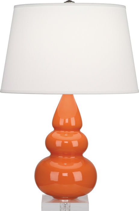 Robert Abbey (A282X) Small Triple Gourd Accent Lamp with Pearl Dupioni Fabric Shade