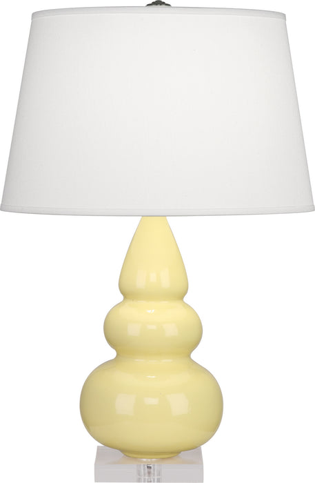 Robert Abbey (A287X) Small Triple Gourd Accent Lamp with Pearl Dupioni Fabric Shade