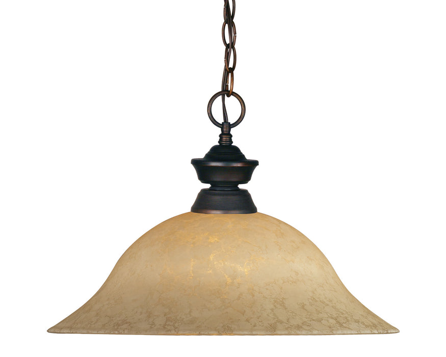 Shark 1 Light Pendant in Olde Bronze with Golden Mottle Glass