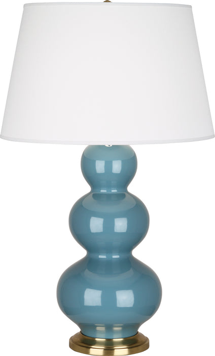 Robert Abbey (OB40X) Triple Gourd Table Lamp with Pearl Dupioni Fabric Shade