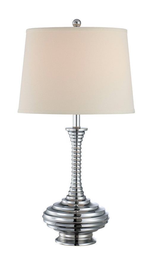 Usher Table Lamp in Chrome with White Fabric Shade, E27, CFL 23W