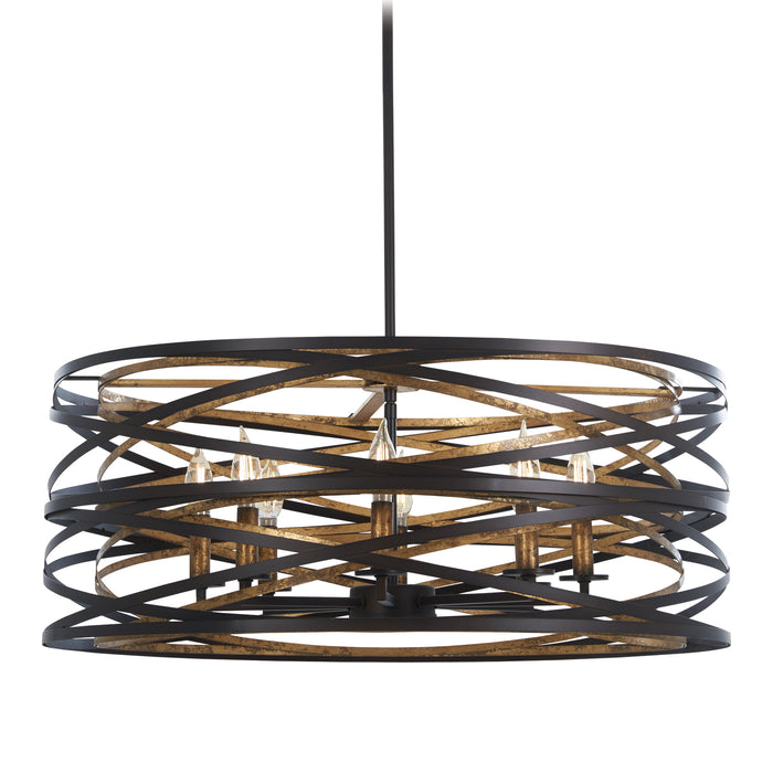 Vortic Flow Pendant in Dark Bronze with Mosaic Gold Interior - Lamps Expo