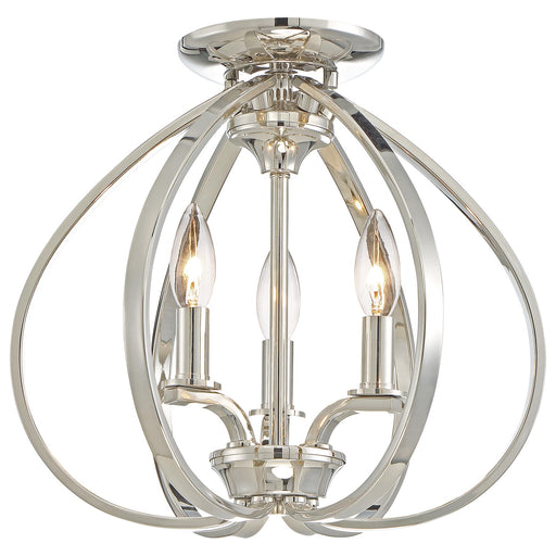 Tilbury 3-Light Semi-Flush Mount in Polished Nickel - Lamps Expo