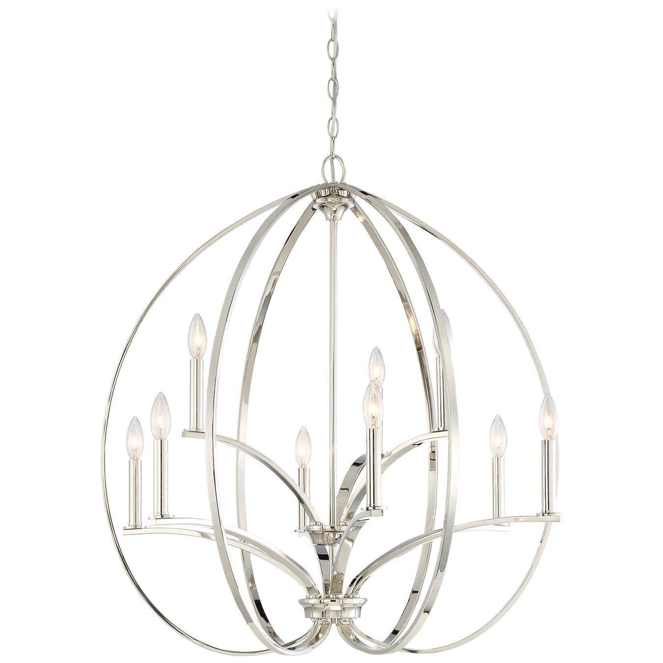 Tilbury 9-Light Chandelier in Polished Nickel - Lamps Expo