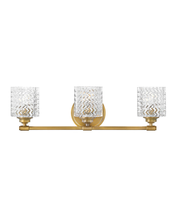 Elle Three Light Vanity in Heritage Brass