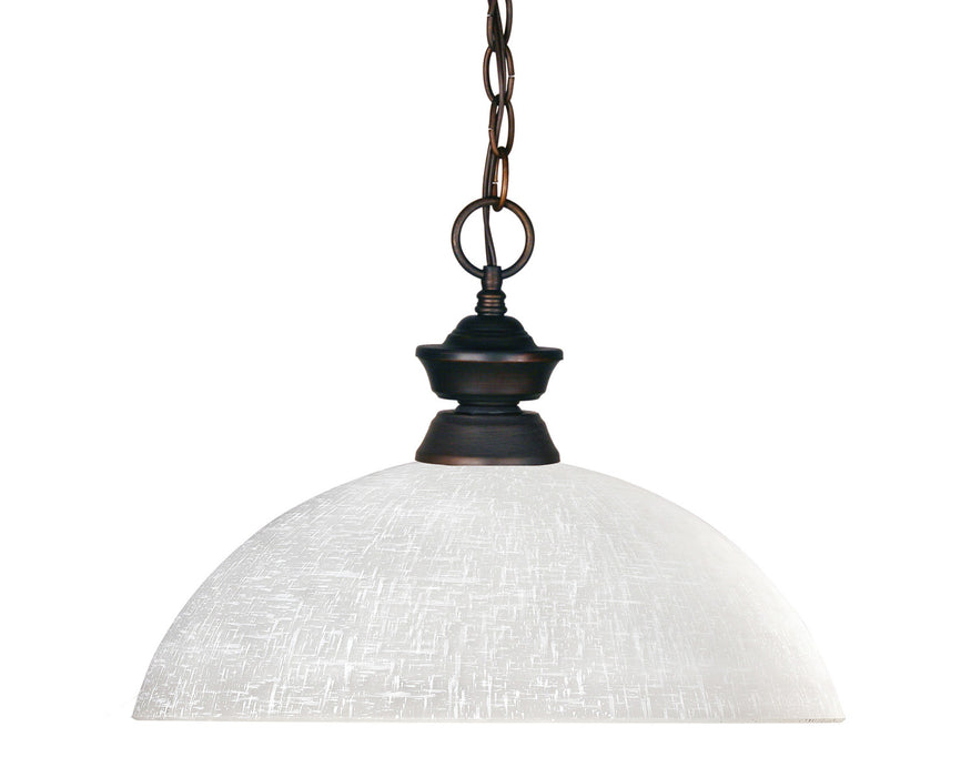 Shark 1 Light Pendant in Olde Bronze with White Linen Glass